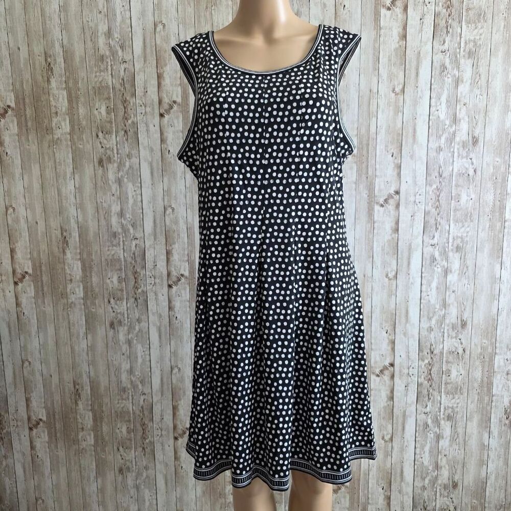 Max Studio Black White Polka Dot Petite XLP Sleeveless Dress